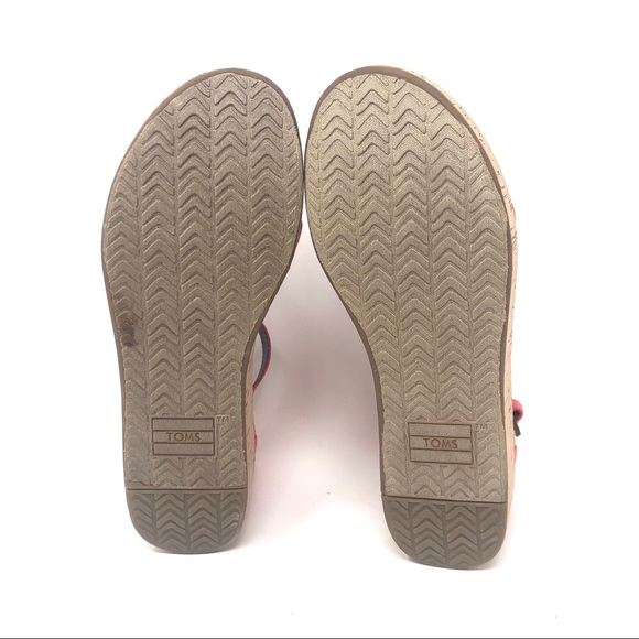 Toms Harper Coral Canvas Wedge Sandal Sample Sz 6 - Picture 6 of 8